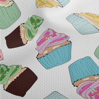 Assorted Colorful Cup Cakes Athletic Mesh Flat Back