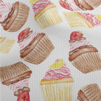 Hand Drawn Watercolor Cupcakes Athletic Mesh Flat Back