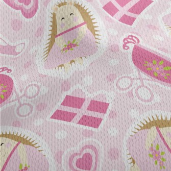Pink Hedgehog And Baby Carriag Athletic Mesh Flat Back