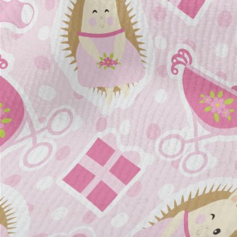 Pink Hedgehog And Baby Carriag Terry