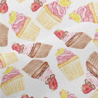 Hand Drawn Watercolor Cupcakes Performance Linen