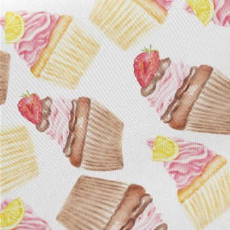 Hand Drawn Watercolor Cupcakes Twill