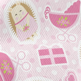 Pink Hedgehog And Baby Carriag Standard Corduroy