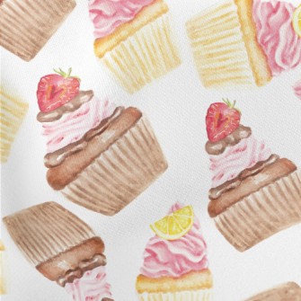 Hand Drawn Watercolor Cupcakes Stretch Ponte