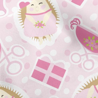 Pink Hedgehog And Baby Carriag Micro Fleece