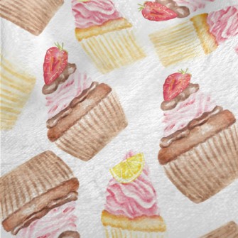 Hand Drawn Watercolor Cupcakes Minky