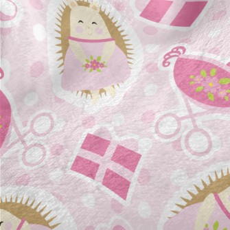 Pink Hedgehog And Baby Carriag Minky