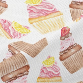 Hand Drawn Watercolor Cupcakes Piqué