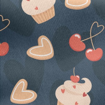 Cherry Cake Heart Cherry Jersey Backed Fleece