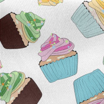 Assorted Colorful Cup Cakes Jersey Backed Fleece