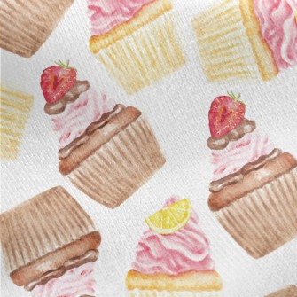 Hand Drawn Watercolor Cupcakes Jersey Backed Fleece