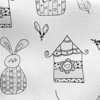 Black And White Simple House B Jersey Backed Fleece