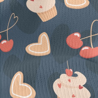 Cherry Cake Heart Cherry Stretch Jersey