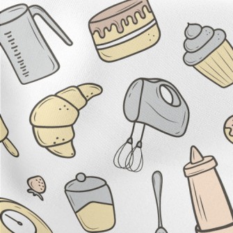 Baking Cakes And Utensils Lightweight Cotton Poplin