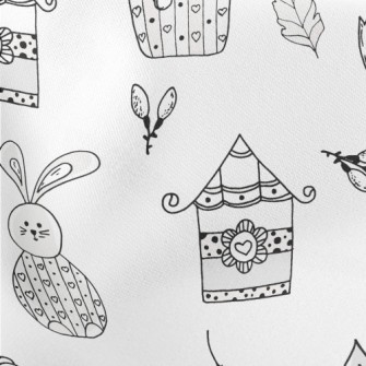 Black And White Simple House B Lightweight Cotton Poplin