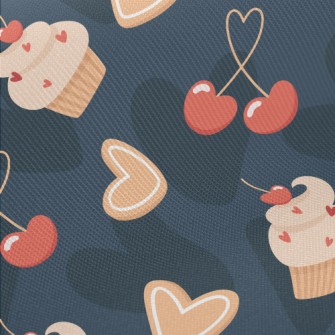Cherry Cake Heart Cherry Midweight Cotton Poplin