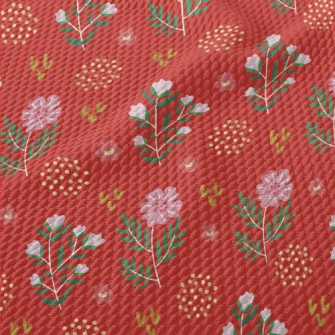 Simple Pink Flowers And Dots Birdseye Piqué