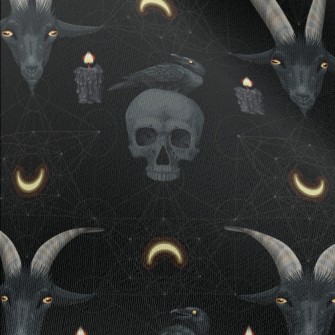 Skull And Candle Crow Goat Chiffon