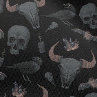 Cow Bone Skull Crow Bat Chiffon