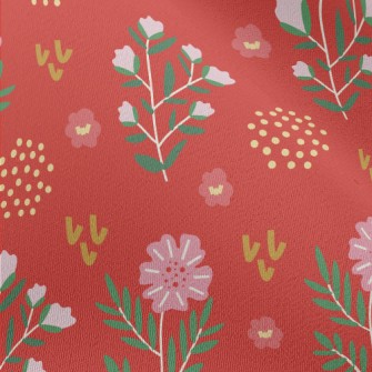 Simple Pink Flowers And Dots Chiffon