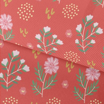 Simple Pink Flowers And Dots Waterproof Oxford