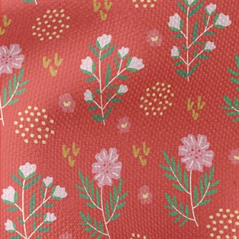 Simple Pink Flowers And Dots Waterproof Canvas