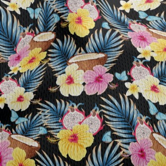 Tropical Flowers Fruit Coconut Athletic Mesh Flat Back