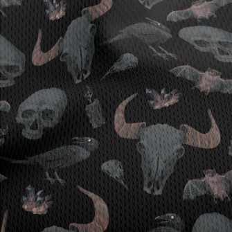 Cow Bone Skull Crow Bat Athletic Mesh Flat Back