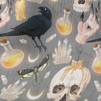 Ghost Hand Skull Crow Candle Terry