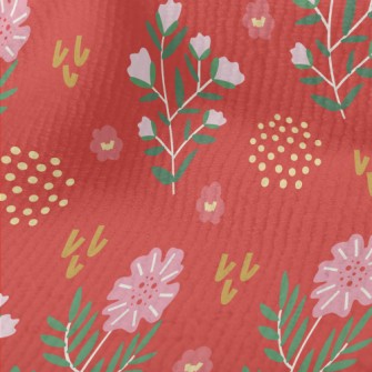 Simple Pink Flowers And Dots Terry