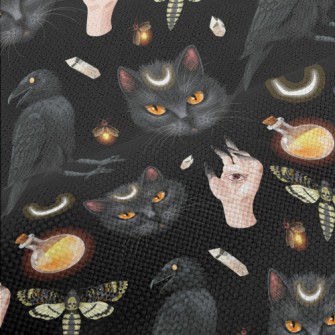 Ghost Hand Black Cat Crow Inse Performance Linen