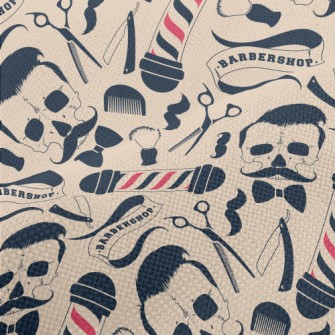 Barber Sign With Skull And Ute Performance Linen