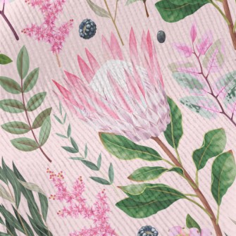 Pink Flowers Leaves Berries Standard Corduroy