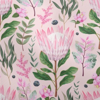 Pink Flowers Leaves Berries Dobby