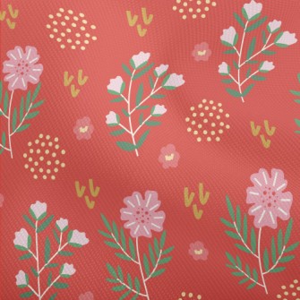 Simple Pink Flowers And Dots Dobby