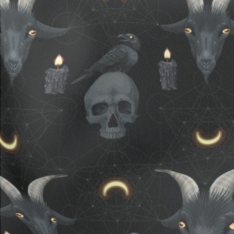 Skull And Candle Crow Goat Stretch Ponte