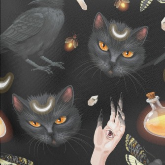 Ghost Hand Black Cat Crow Inse Stretch Ponte