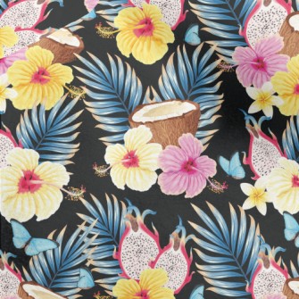 Tropical Flowers Fruit Coconut Micro Fleece