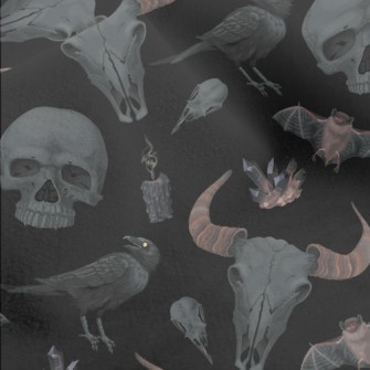 Cow Bone Skull Crow Bat Micro Fleece