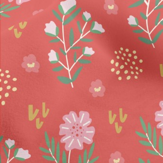 Simple Pink Flowers And Dots Micro Fleece