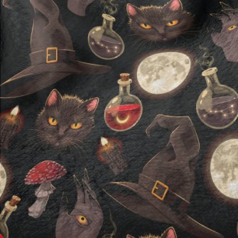 Witch Hat Black Cat Ghost Hand Minky