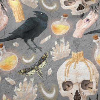 Ghost Hand Skull Crow Candle Minky