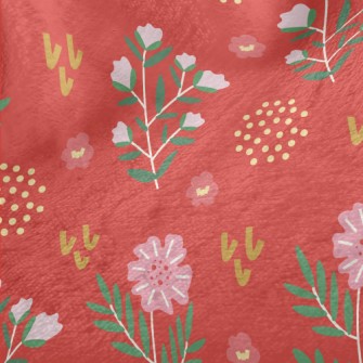 Simple Pink Flowers And Dots Minky