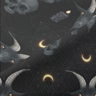 Skull And Candle Crow Goat Piqué