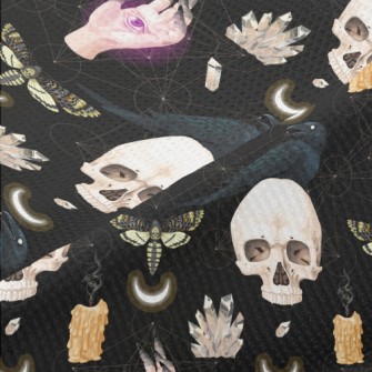 Skull Candle Crow Insect Ghost Piqué
