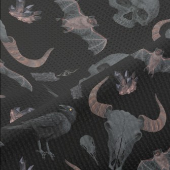 Cow Bone Skull Crow Bat Piqué