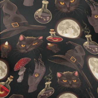Witch Hat Black Cat Ghost Hand Lightweight Performance Linen