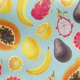 Tropical Exotic Fruits Jersey Backed Fleece