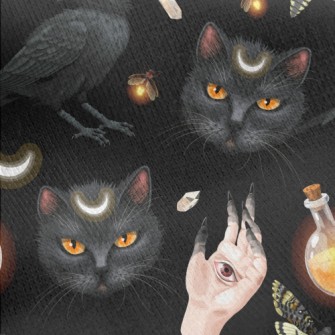 Ghost Hand Black Cat Crow Inse Jersey Backed Fleece