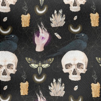 Skull Candle Crow Insect Ghost Jersey Backed Fleece